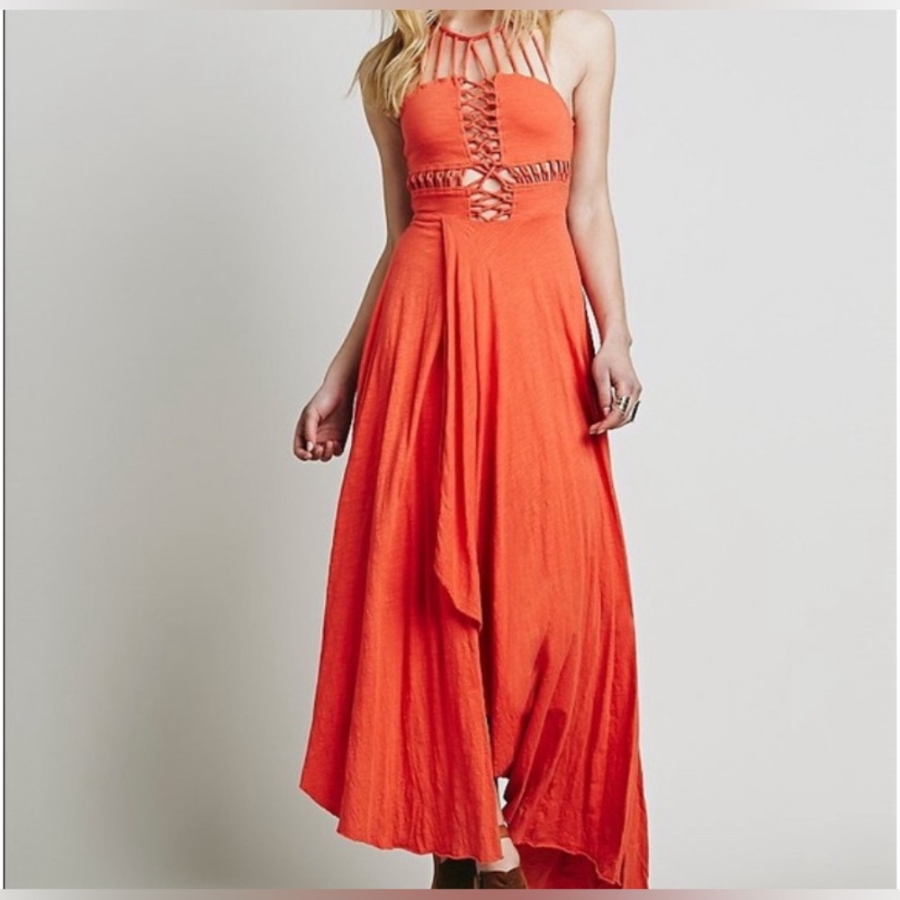 Rare Free People Beautiful Stranger Caged Maxi dress.